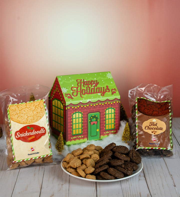 Christmas Cookie House Gift Box With 2 Cookie Flavors
