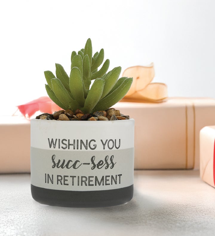 "Wishing You Succ-ess in Retirement" Faux Succulent