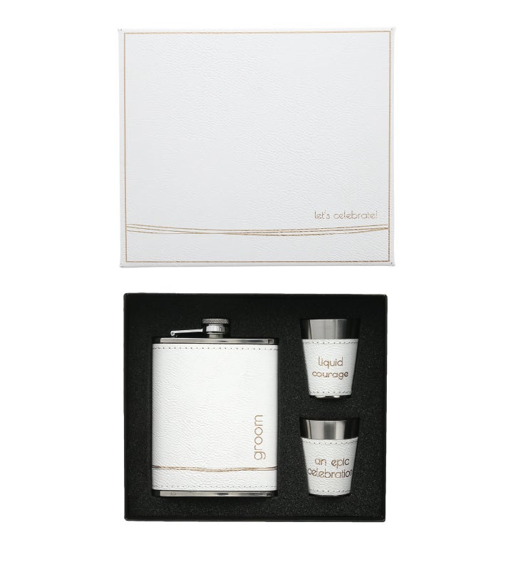 Groom Flask & Shot Glasses Set