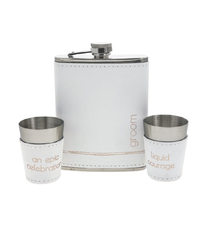 Groom Flask & Shot Glasses Set