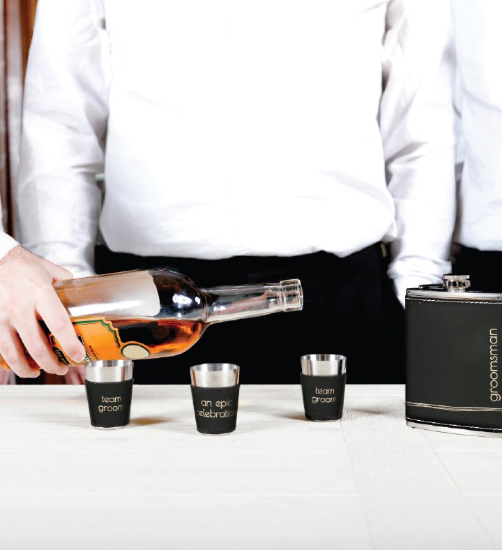 Groomsman Flask & Shot Glasses Set