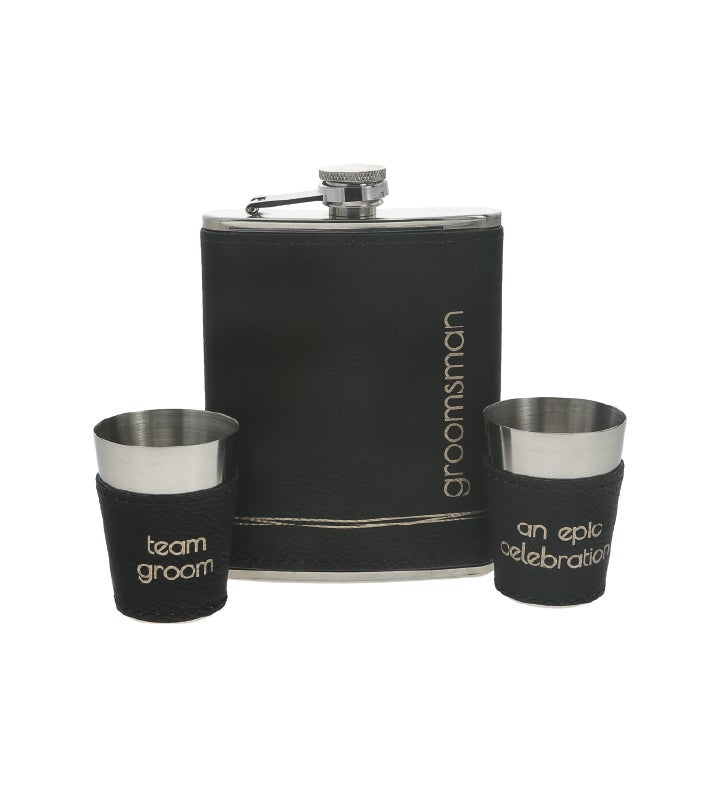 Groomsman Flask & Shot Glasses Set
