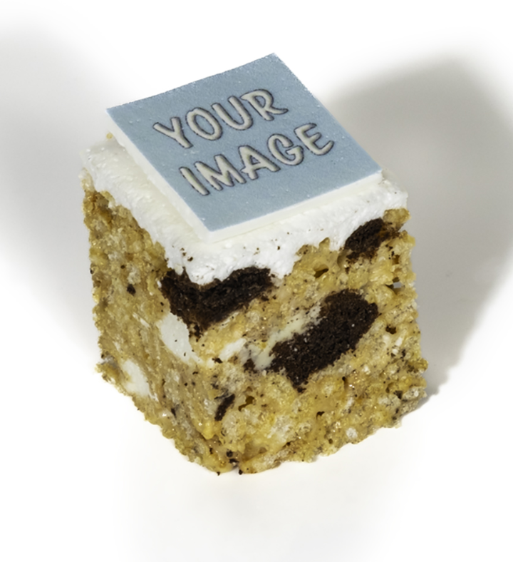 Six Pack Of Assorted Handmade Rice Krispie Treats With Three Custom Logos