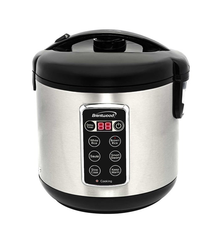 Brentwood 7 Function Digital Rice Cooker With Steam Tray    stainless Steel