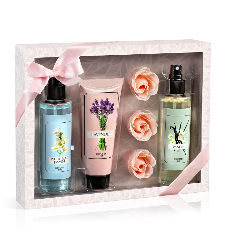 White Rose Jasmine Lavender Set – Elegant Mother's Day Spa Set