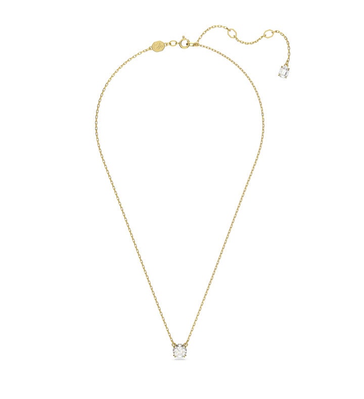 Stilla Pendant, Round Cut, White, Rhodium Plated