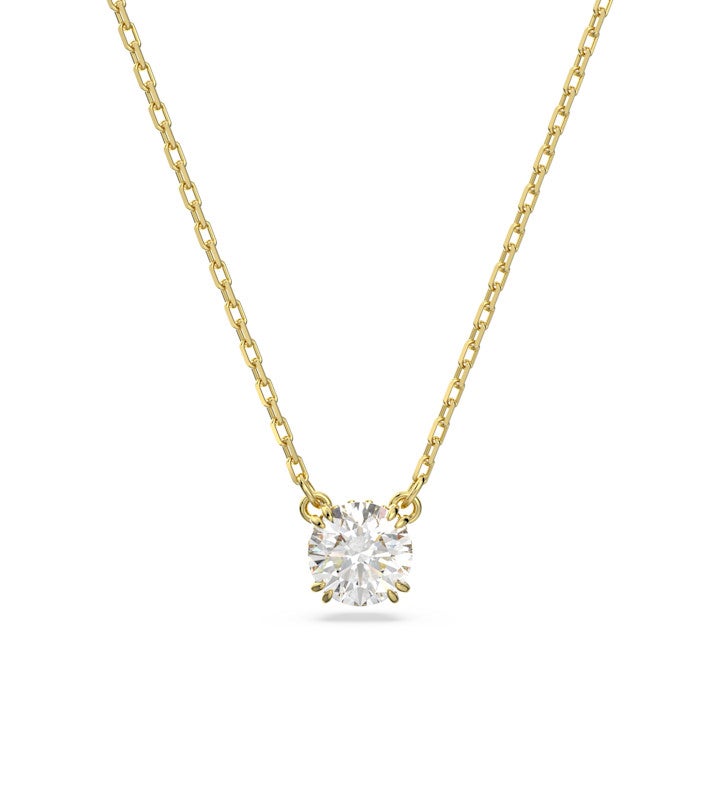 Stilla Pendant, Round Cut, White, Rhodium Plated