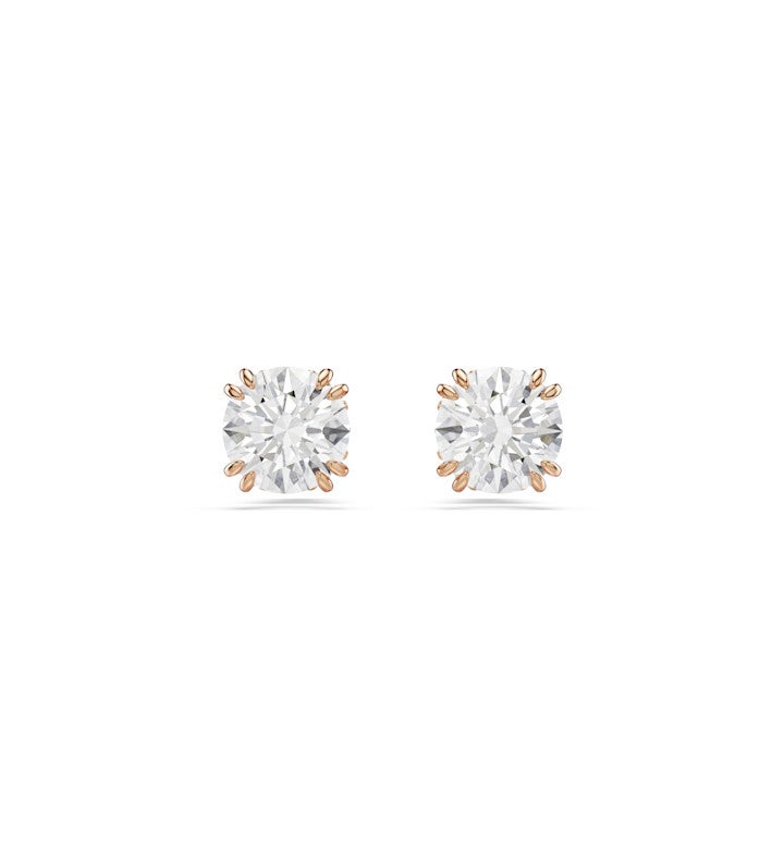 Stilla Stud Earrings Round Cut White Rhodium Plated