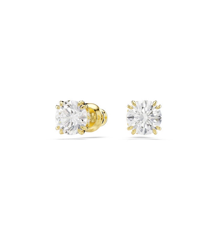 Stilla Stud Earrings Round Cut White Rhodium Plated