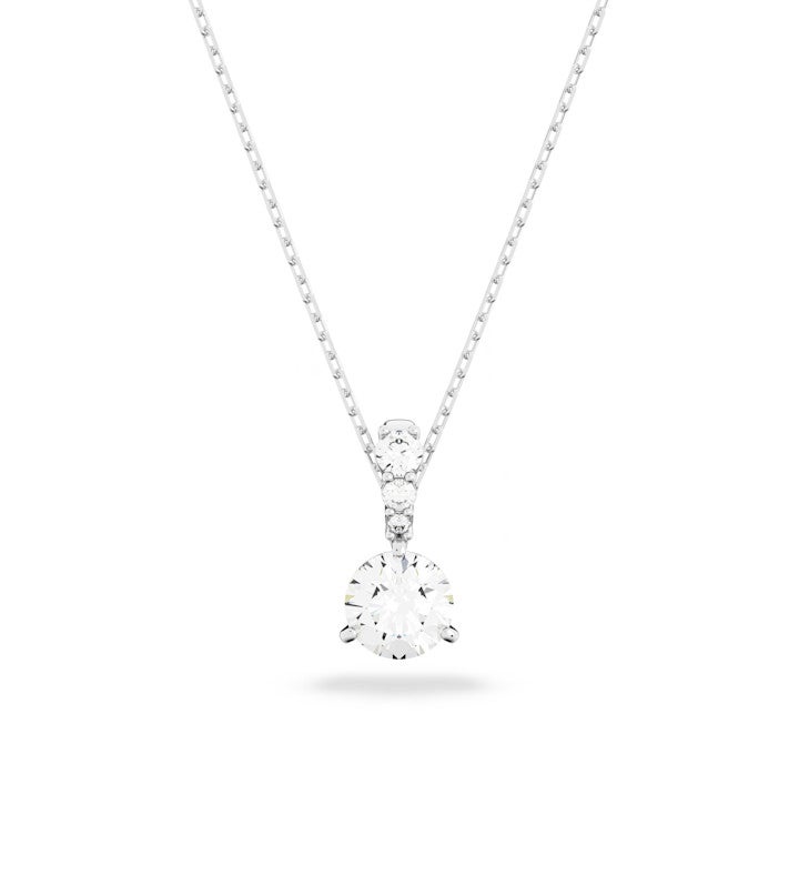 Stilla Pave Pendant Round Cut Rhodium Plated