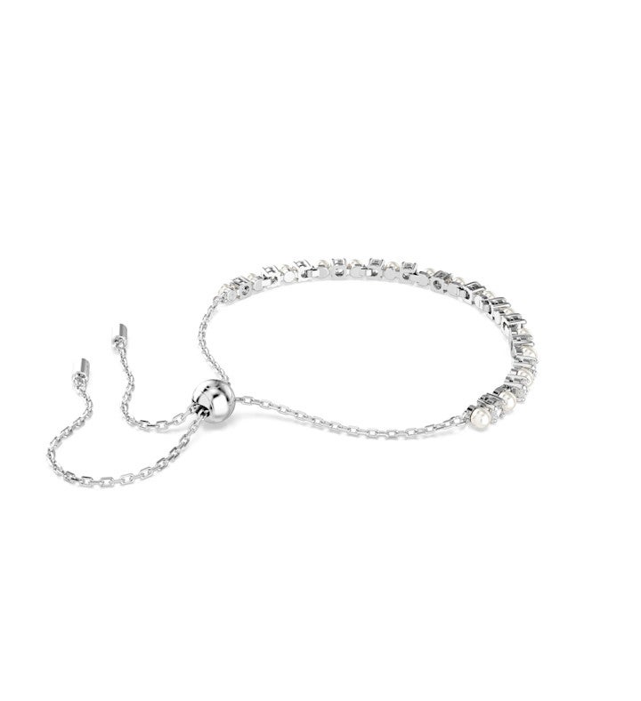 Matrix Bracelet Crystal Pearl Round Cut White Rhodium Plated