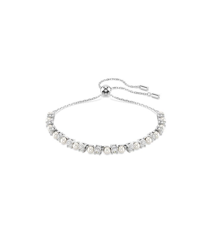 Matrix Bracelet Crystal Pearl Round Cut White Rhodium Plated