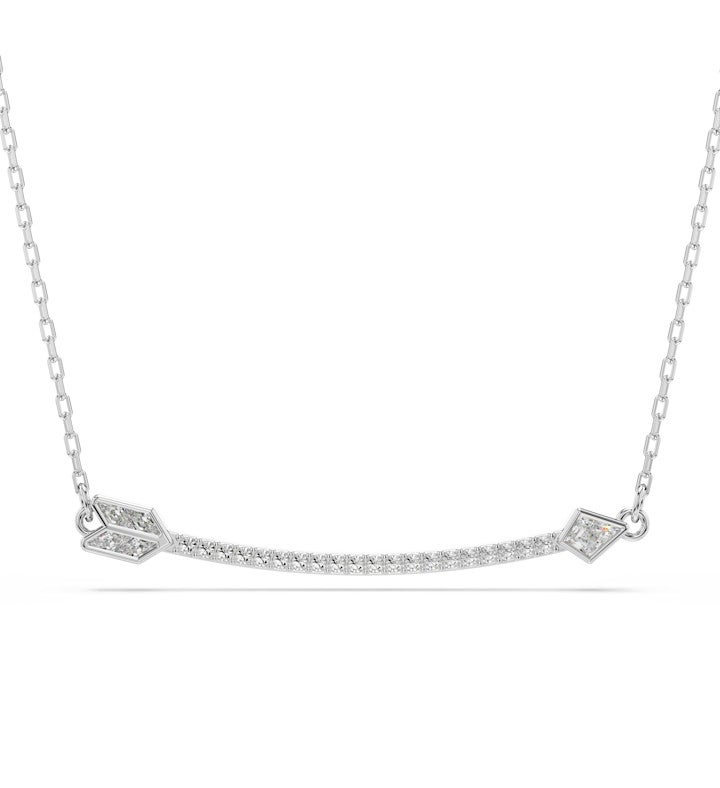 Idyllia Pendant, Mixed Cuts, Arrow, White, Rhodium Plated