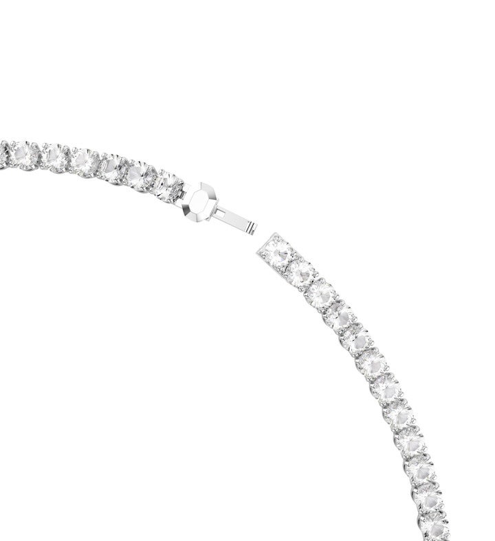 Matrix Tennis Necklace, Round Cut, White, Rhodium Plated