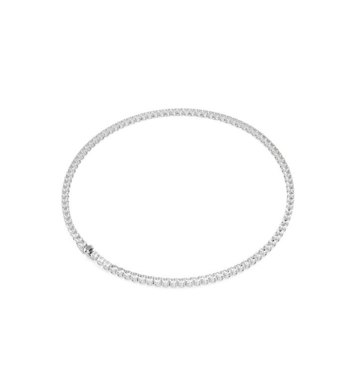 Matrix Tennis Necklace, Round Cut, White, Rhodium Plated