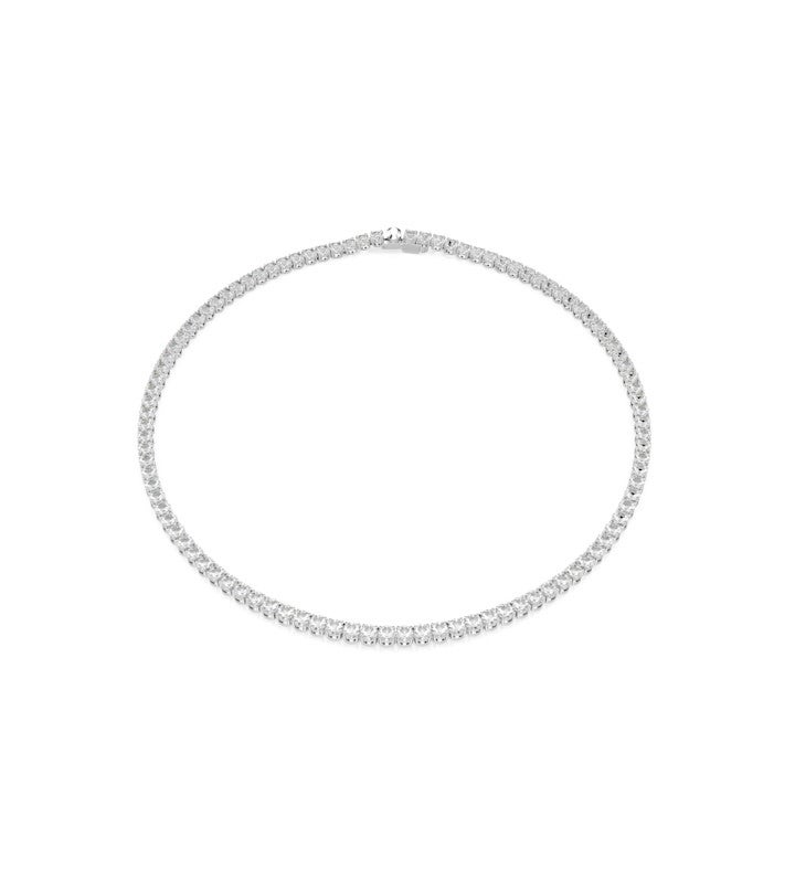 Matrix Tennis Necklace, Round Cut, White, Rhodium Plated