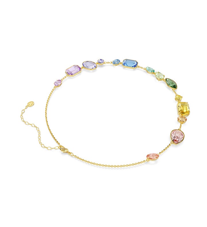 Gema Necklace, Mixed Cuts, Multicolored, 18k Gold Finish
