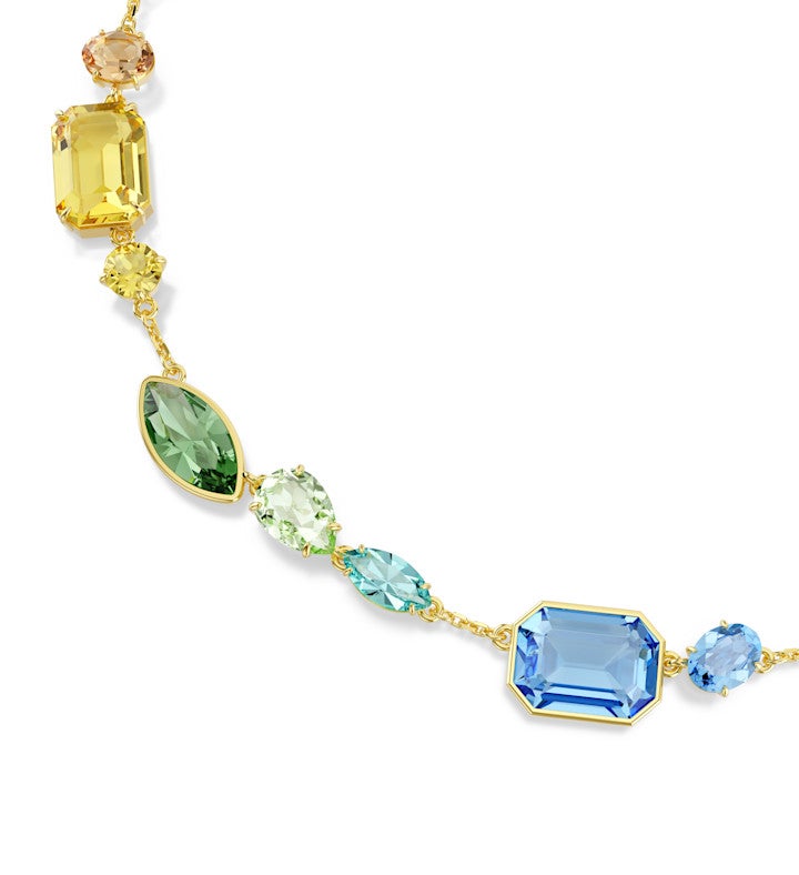 Gema Necklace, Mixed Cuts, Multicolored, 18k Gold Finish