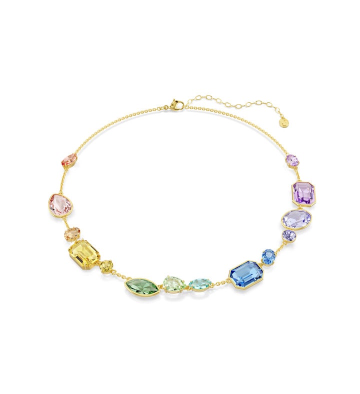 Gema Necklace, Mixed Cuts, Multicolored, 18k Gold Finish