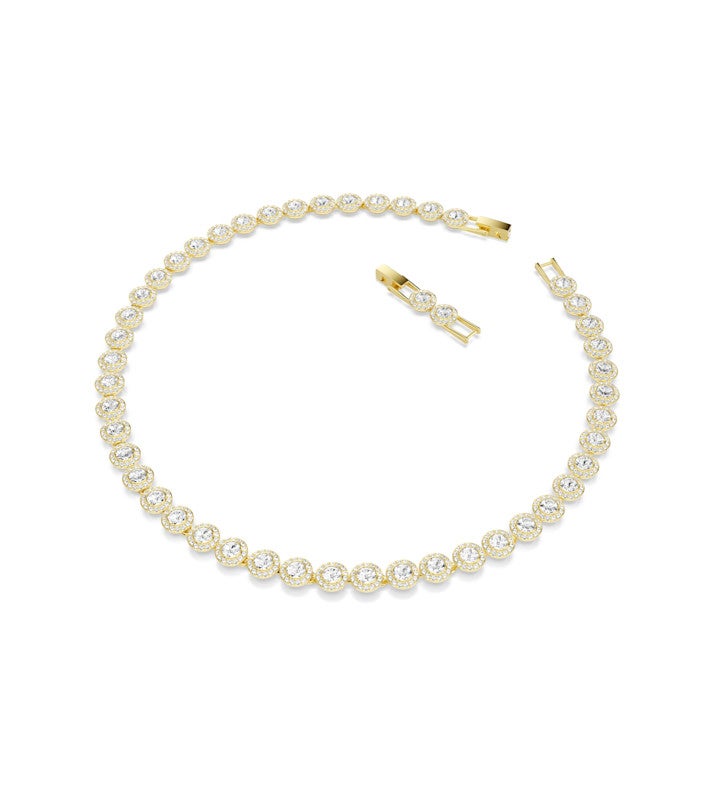 Una Angelic Necklace, Round Cut, Medium, White, Rhodium Plated