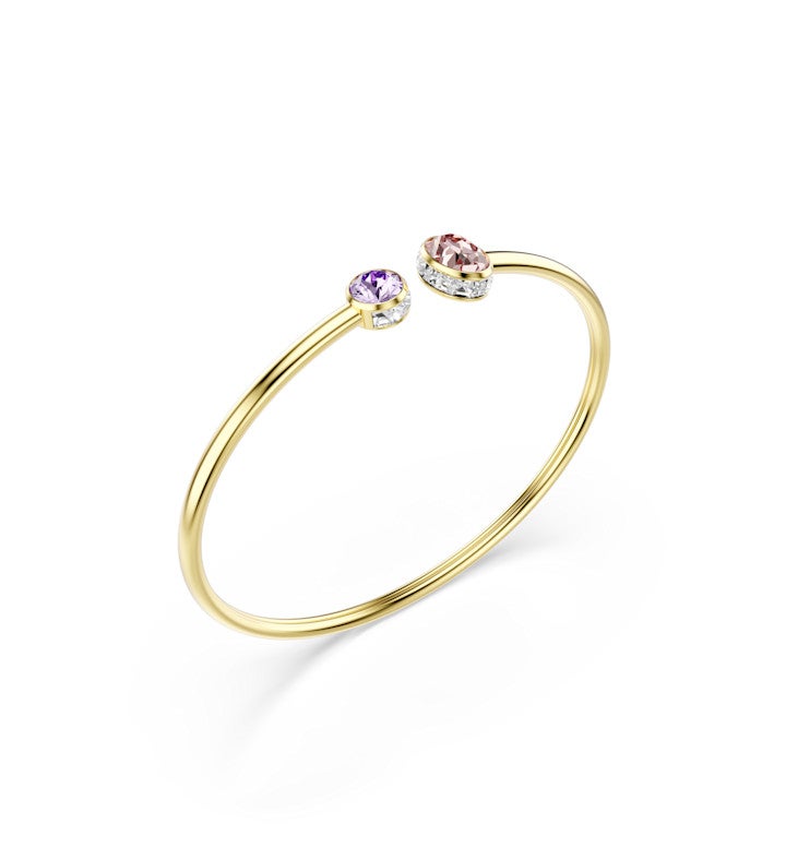 Chroma Bangle, Mixed Cuts, Multicolored, 18k Gold Finish