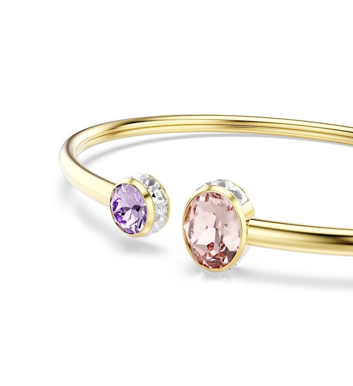 Chroma Bangle, Mixed Cuts, Multicolored, 18k Gold Finish