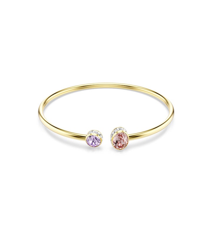Chroma Bangle, Mixed Cuts, Multicolored, 18k Gold Finish
