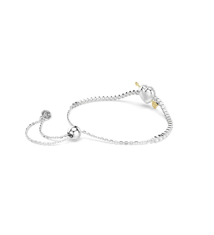 Idyllia Bracelet, Mixed Cuts, Heart With Arrow, White, Rhodium Plated