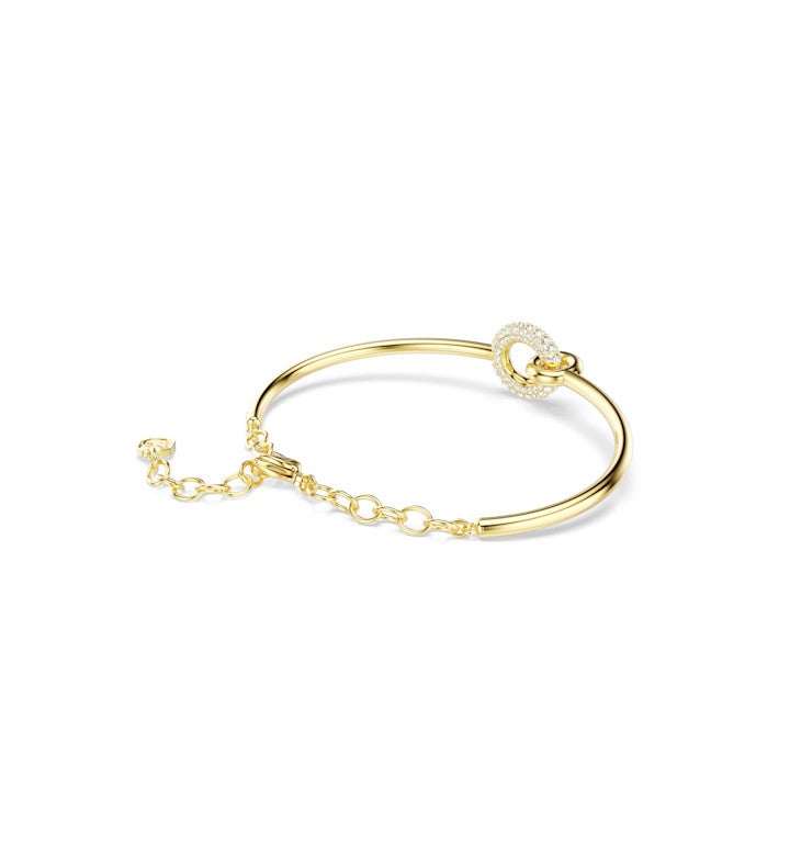 Dextera Bangle, Round Cut, White, Rhodium Plated