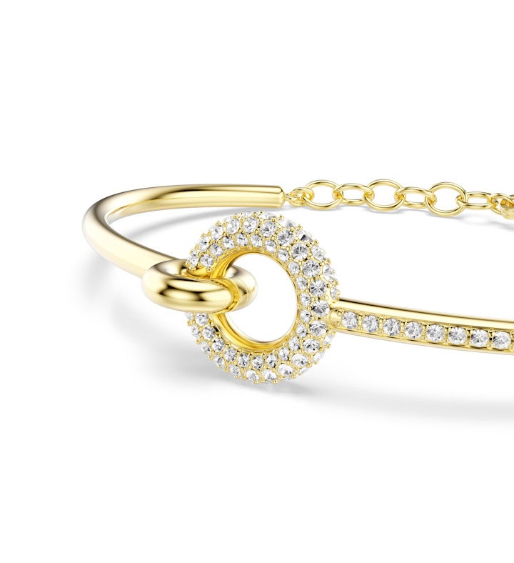Dextera Bangle, Round Cut, White, Rhodium Plated