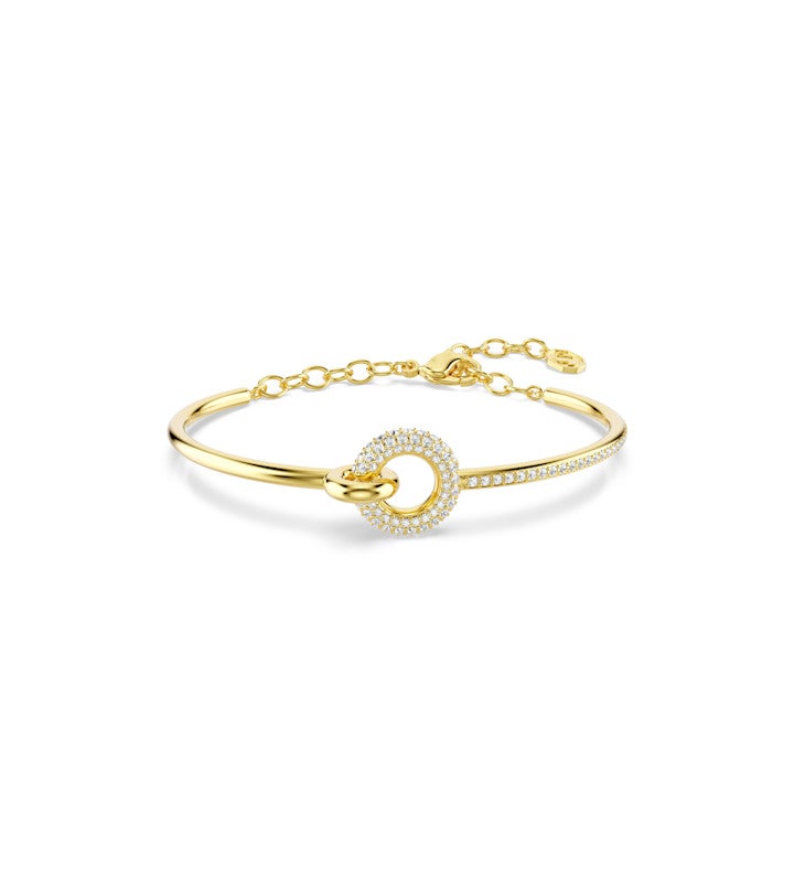 Dextera Bangle, Round Cut, White, Rhodium Plated
