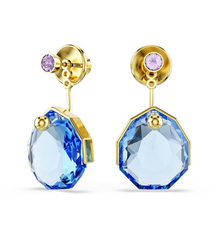 Gema Earring Jackets, Blue, 18k Gold Finish