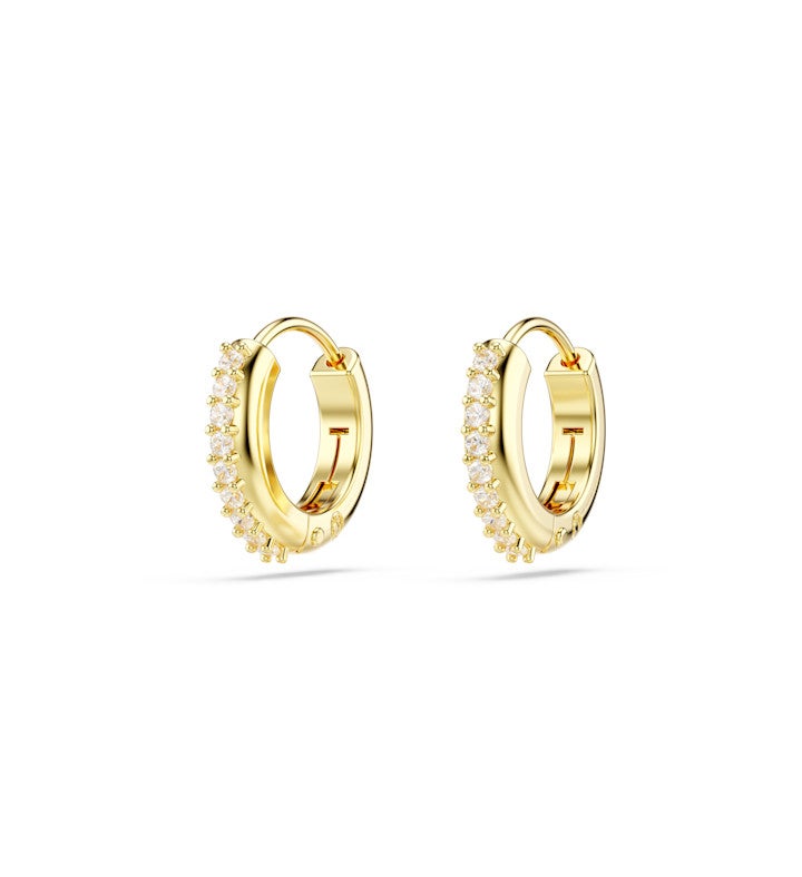 Matrix Hoop Earrings, Round Cut, White, Rhodium Plated
