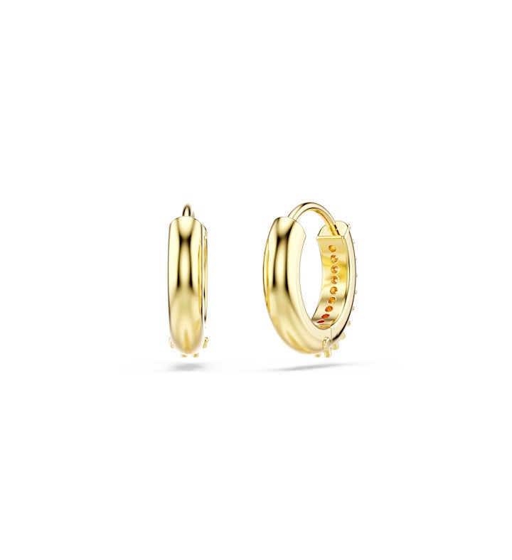 Matrix Hoop Earrings, Round Cut, White, Rhodium Plated
