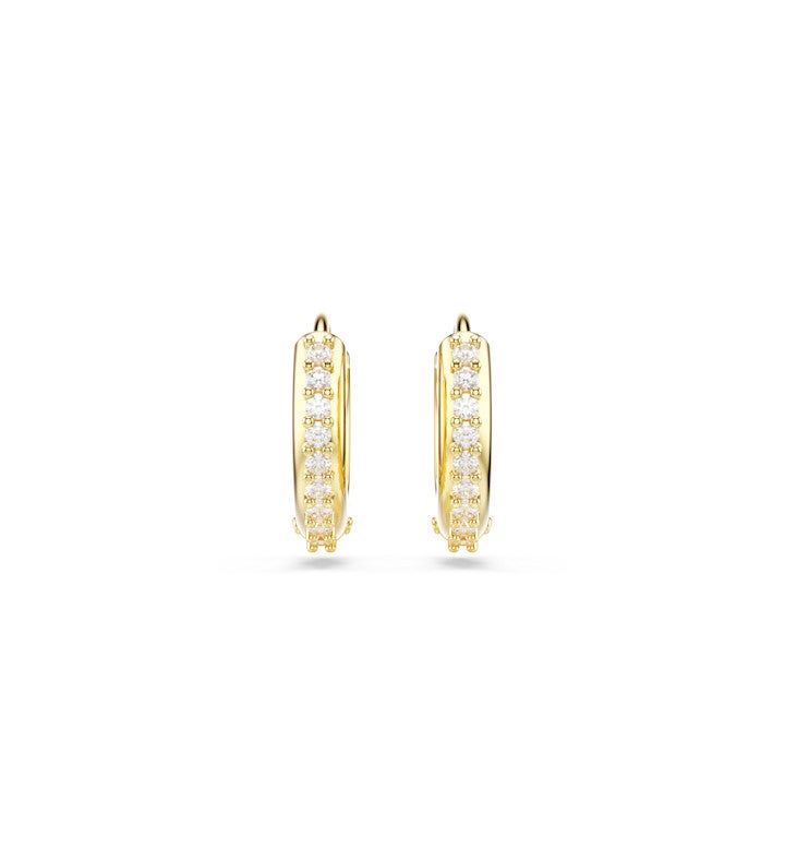Matrix Hoop Earrings, Round Cut, White, Rhodium Plated