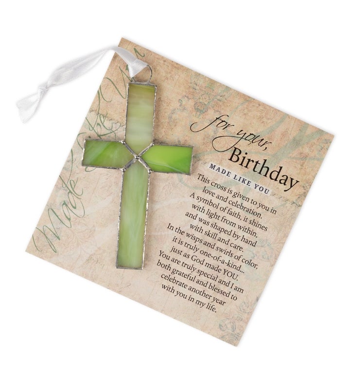 Happy Birthday Stained Glass Cross Gift