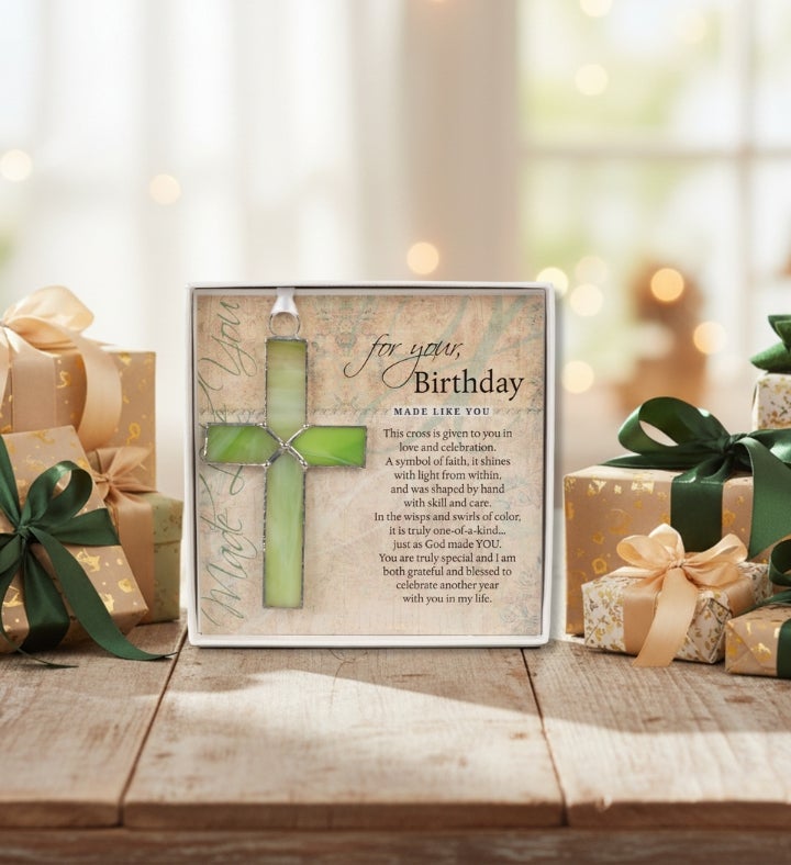 Happy Birthday Stained Glass Cross Gift
