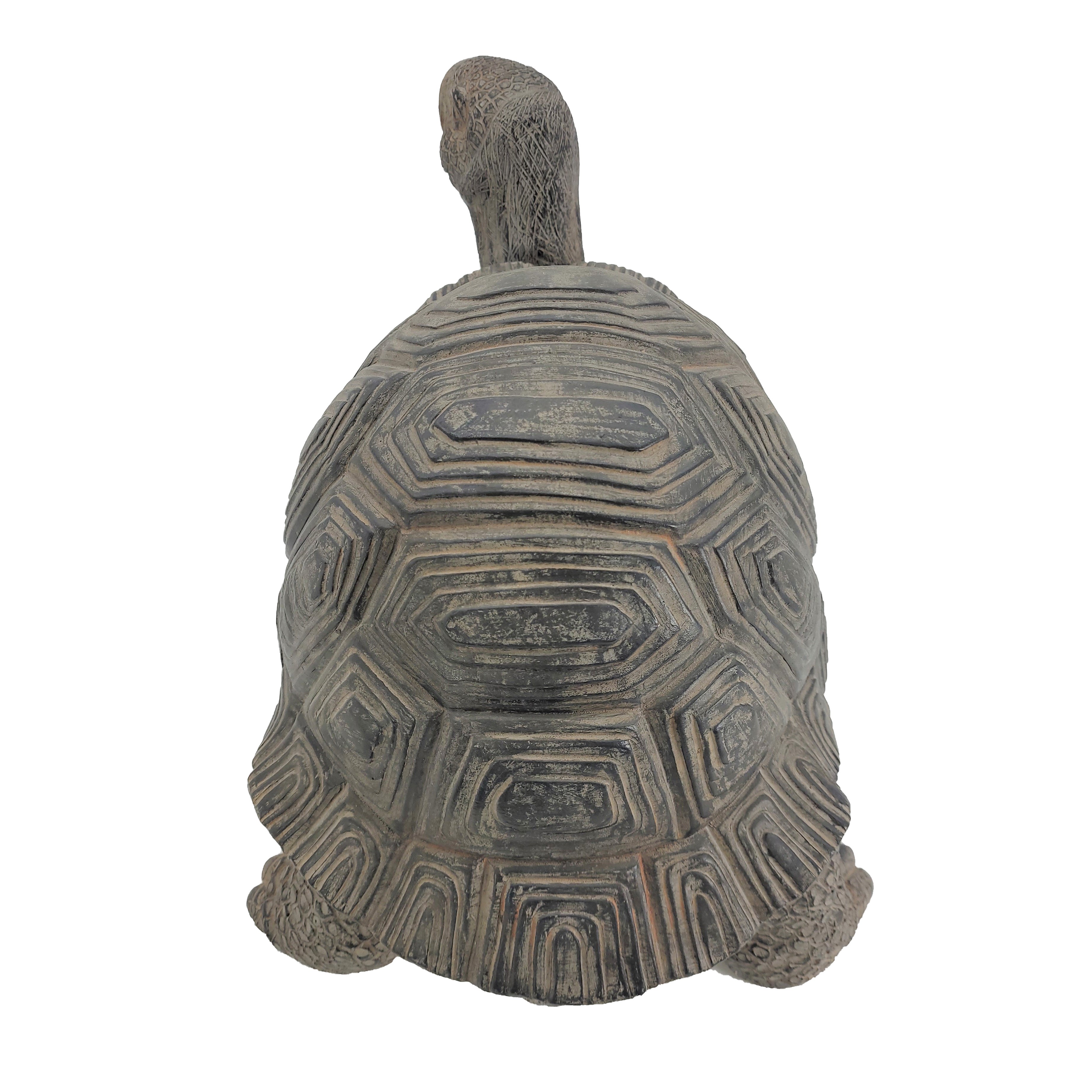 11" Antique Brown Polyresin Turtle Statue