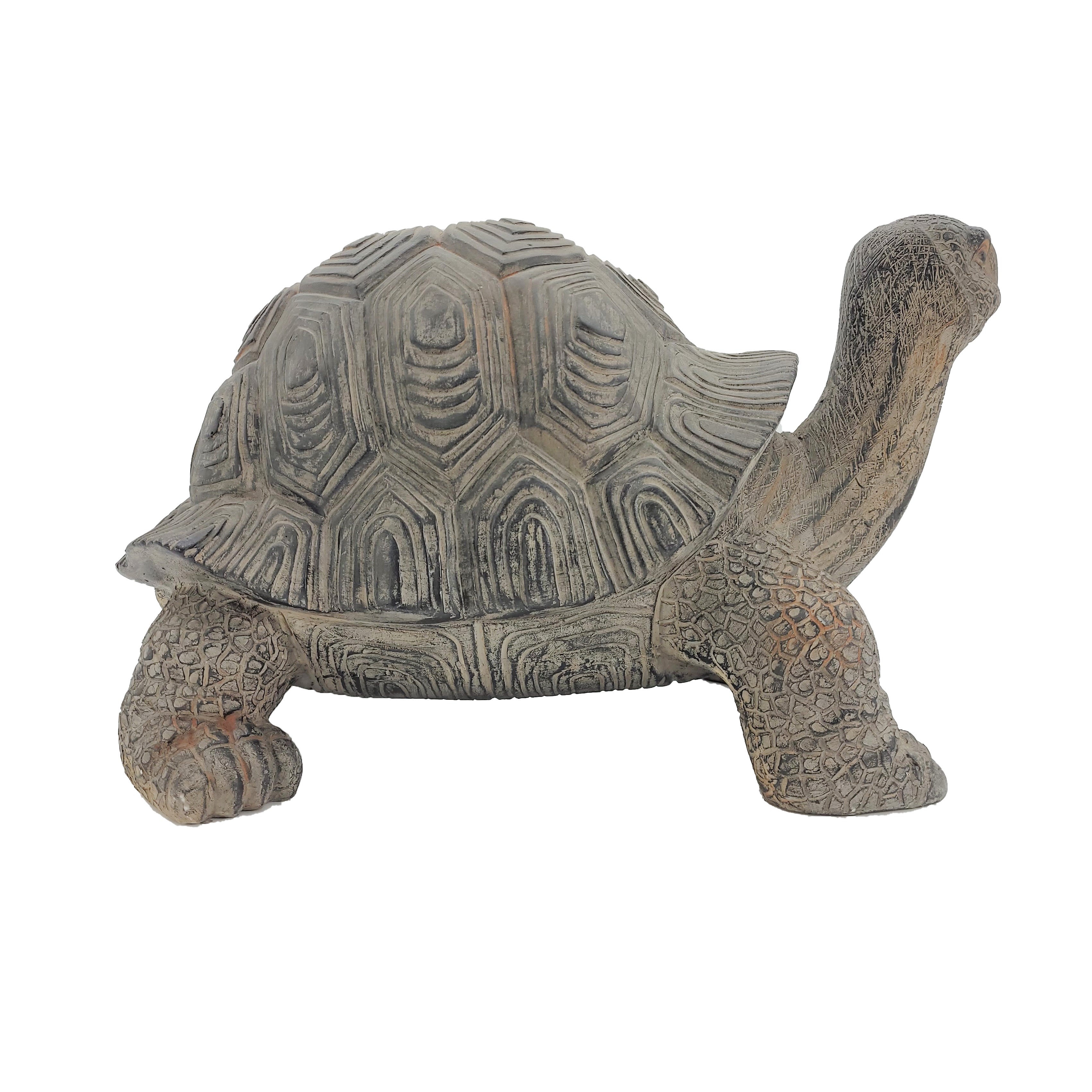 11" Antique Brown Polyresin Turtle Statue