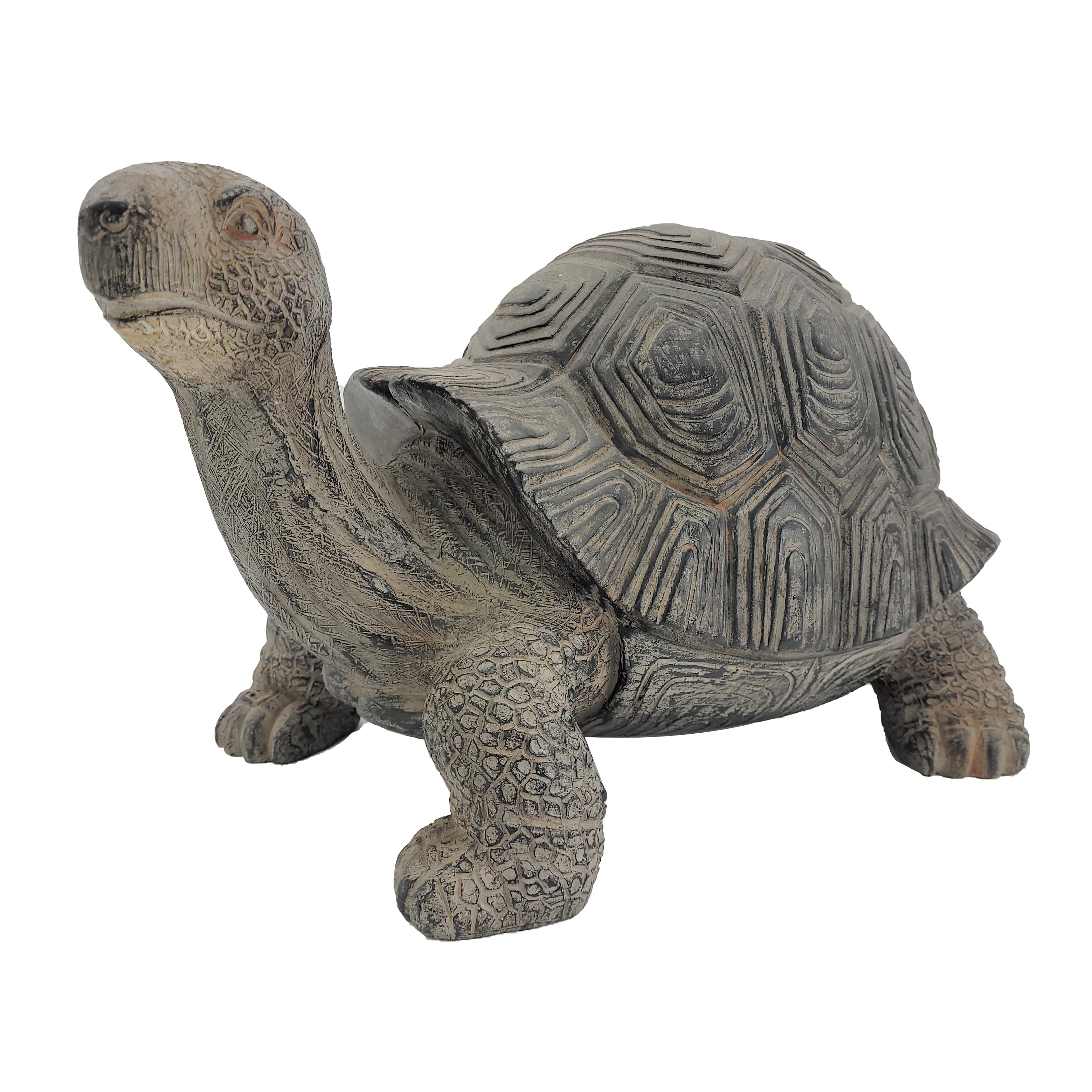11" Antique Brown Polyresin Turtle Statue