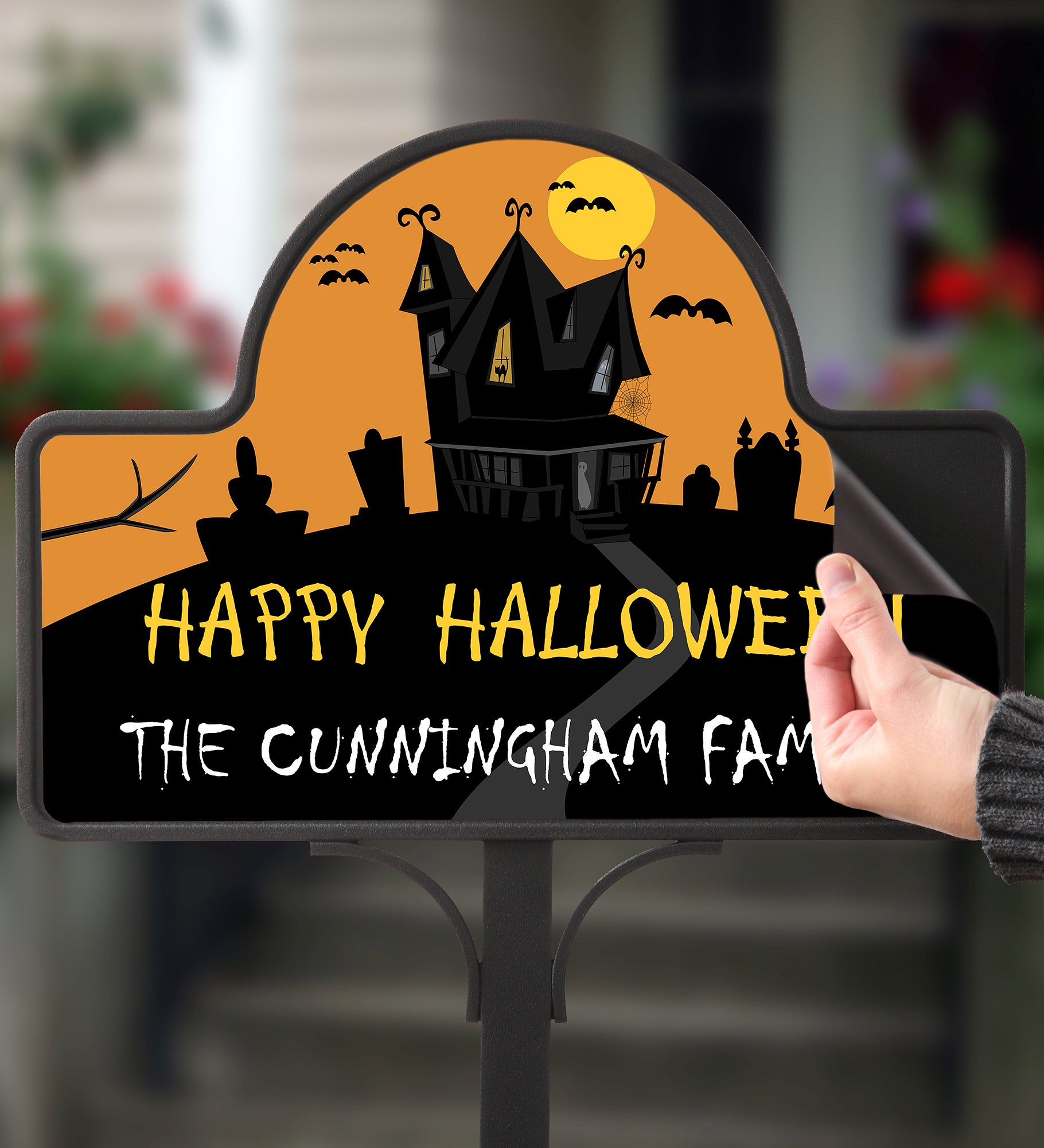 Haunted House Personalized Magnetic Garden Sign