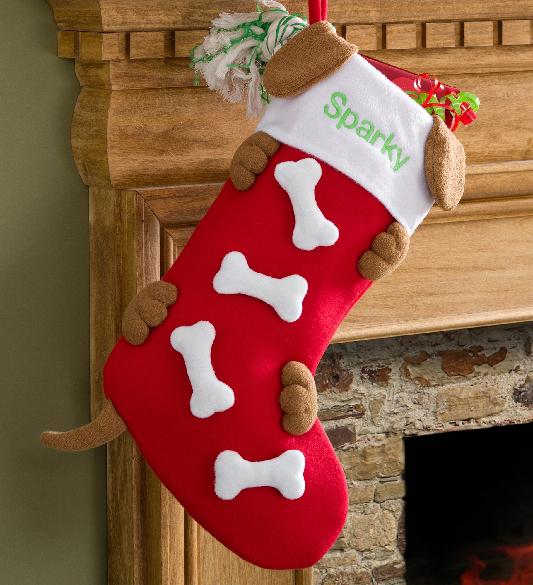 Love Them Bones Embroidered Dog Stocking