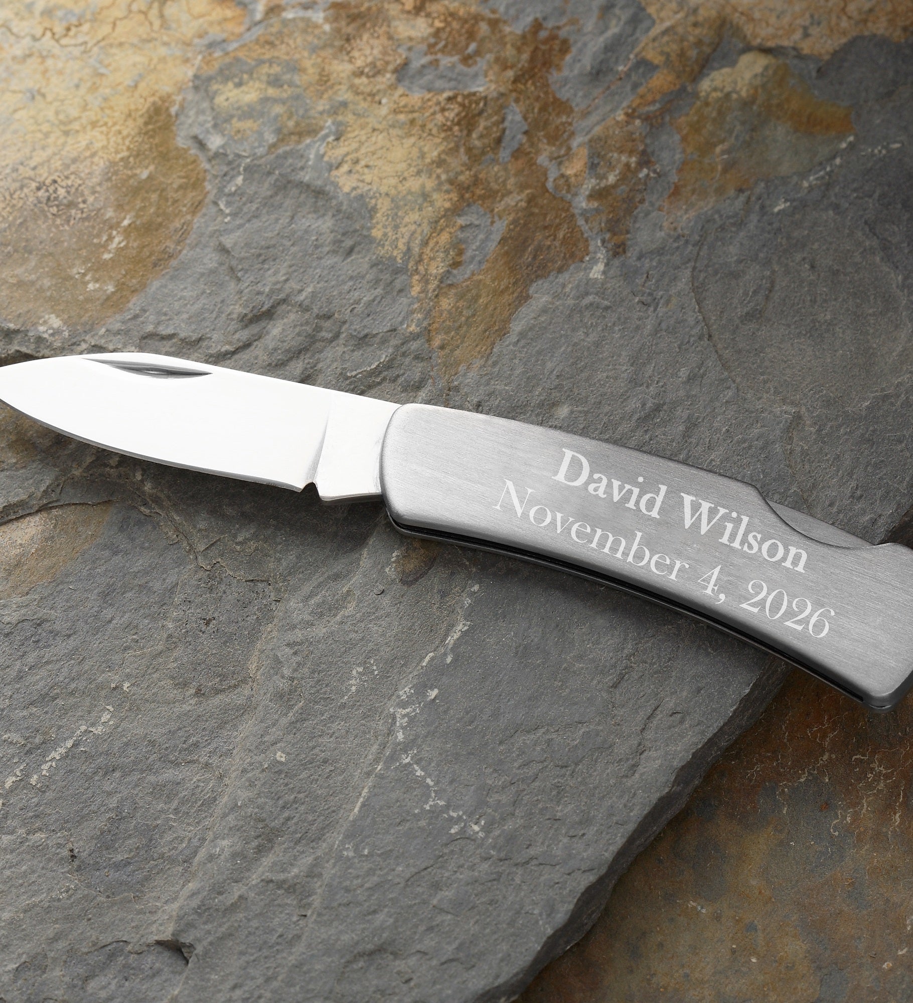 Personalized Silver Pocket Knife