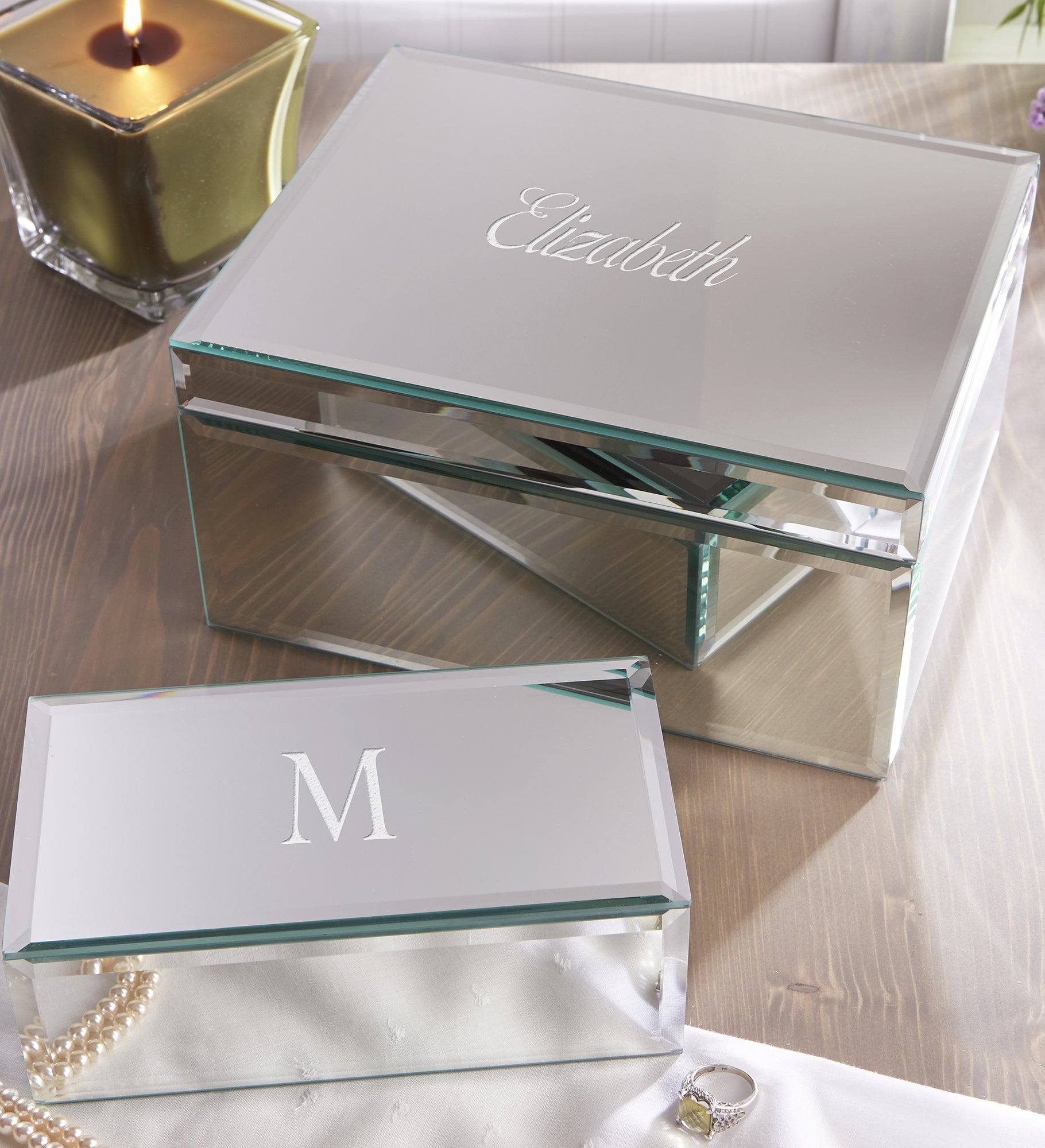 Reflections Engraved Mirrored Jewelry Box