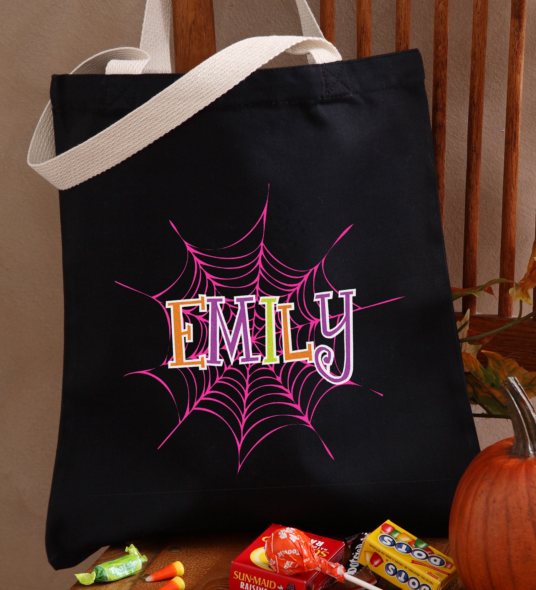 Spider Webs Personalized Halloween Treat Bag