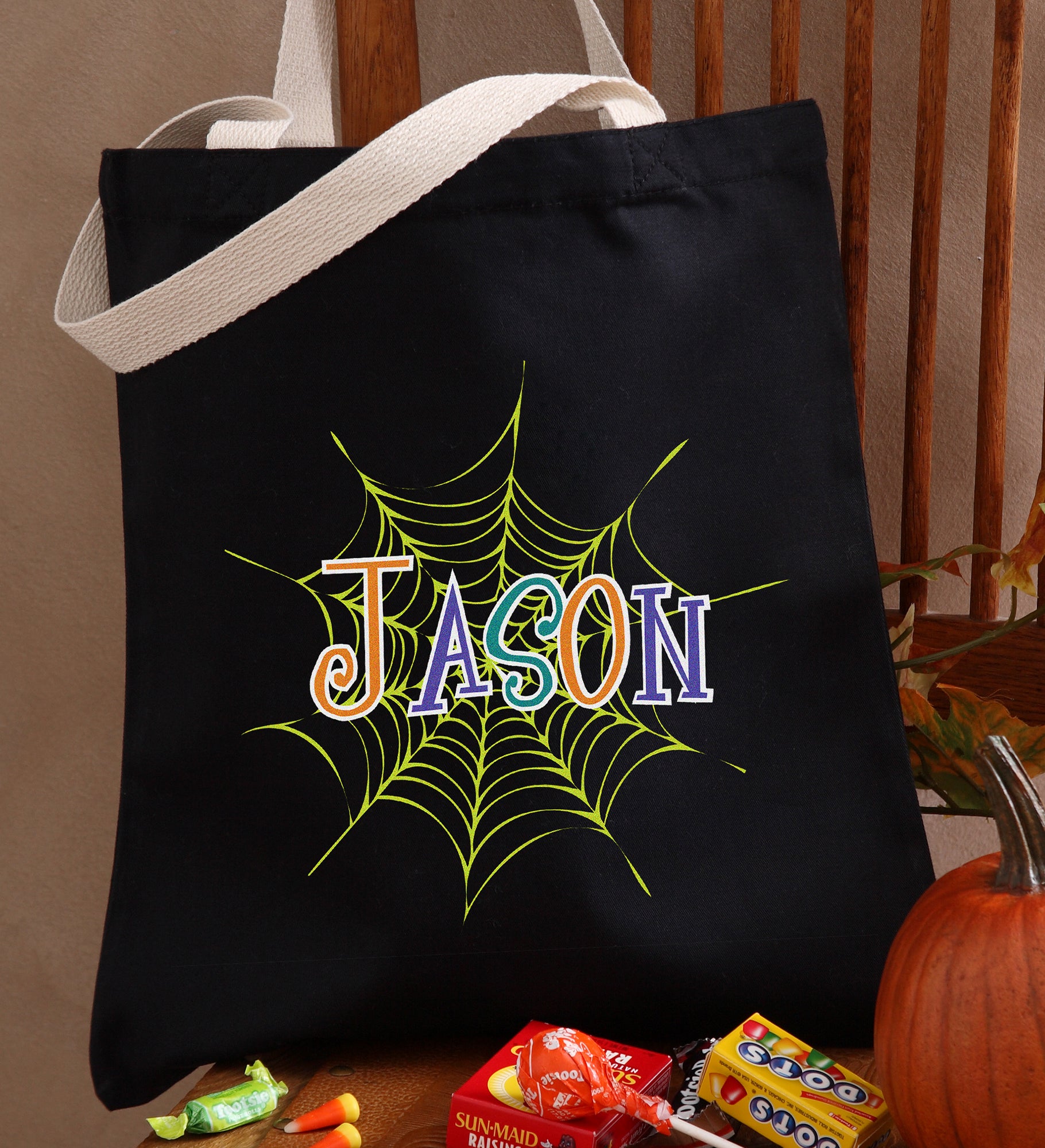 Spider Webs Personalized Halloween Treat Bag