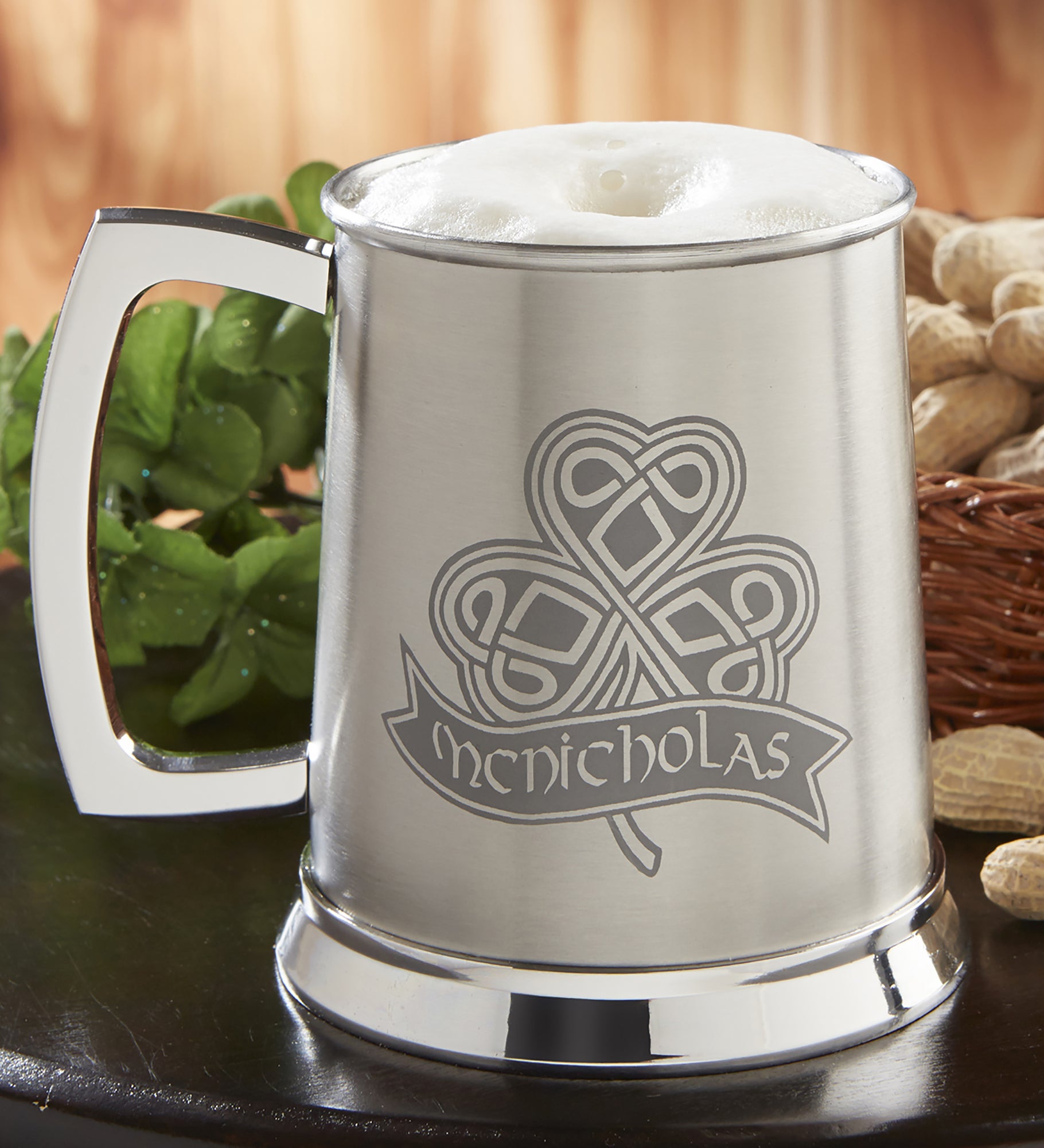 Celtic Shamrock Personalized Tankard  