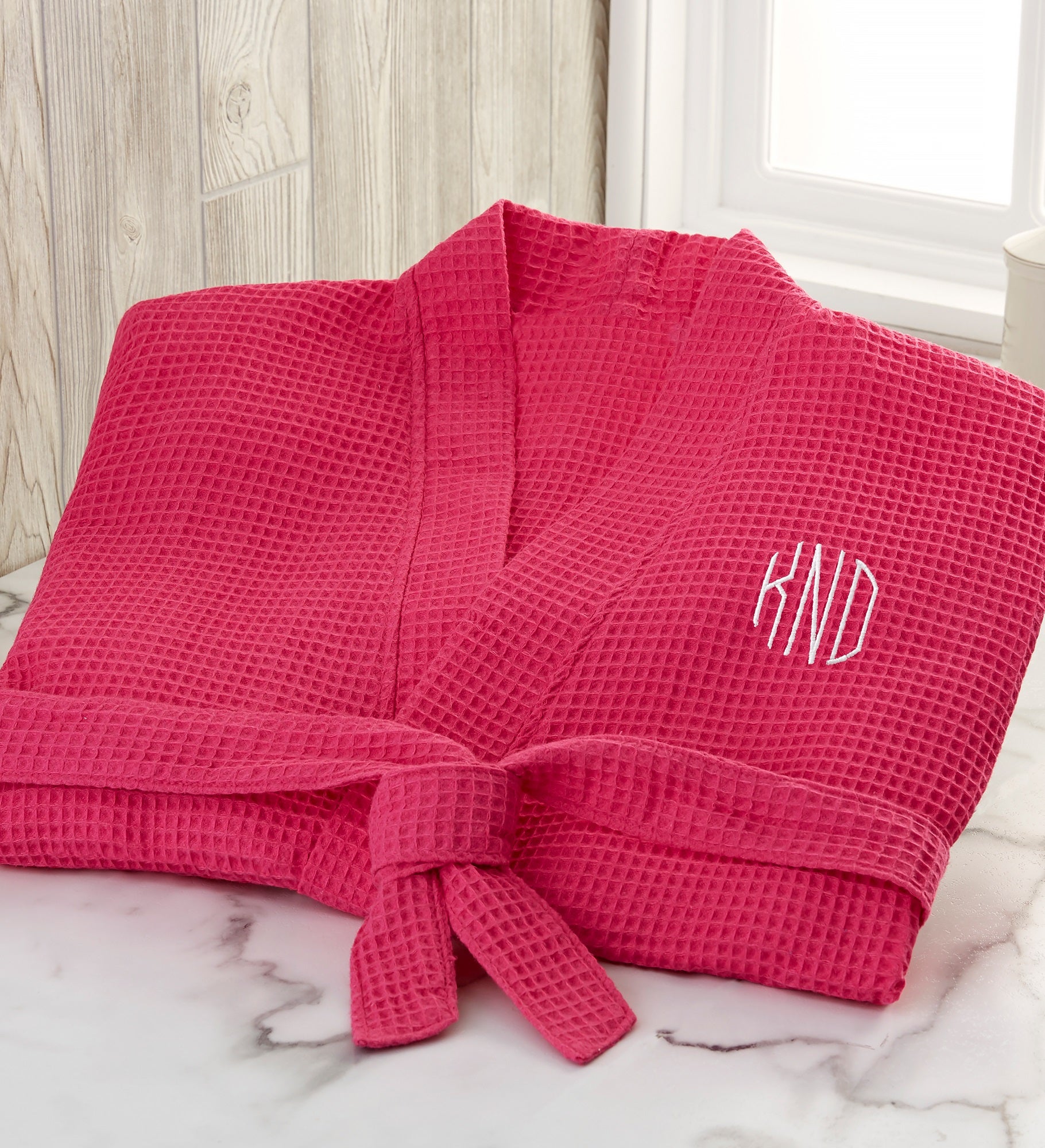 Embroidered Waffle Weave Kimono Robes