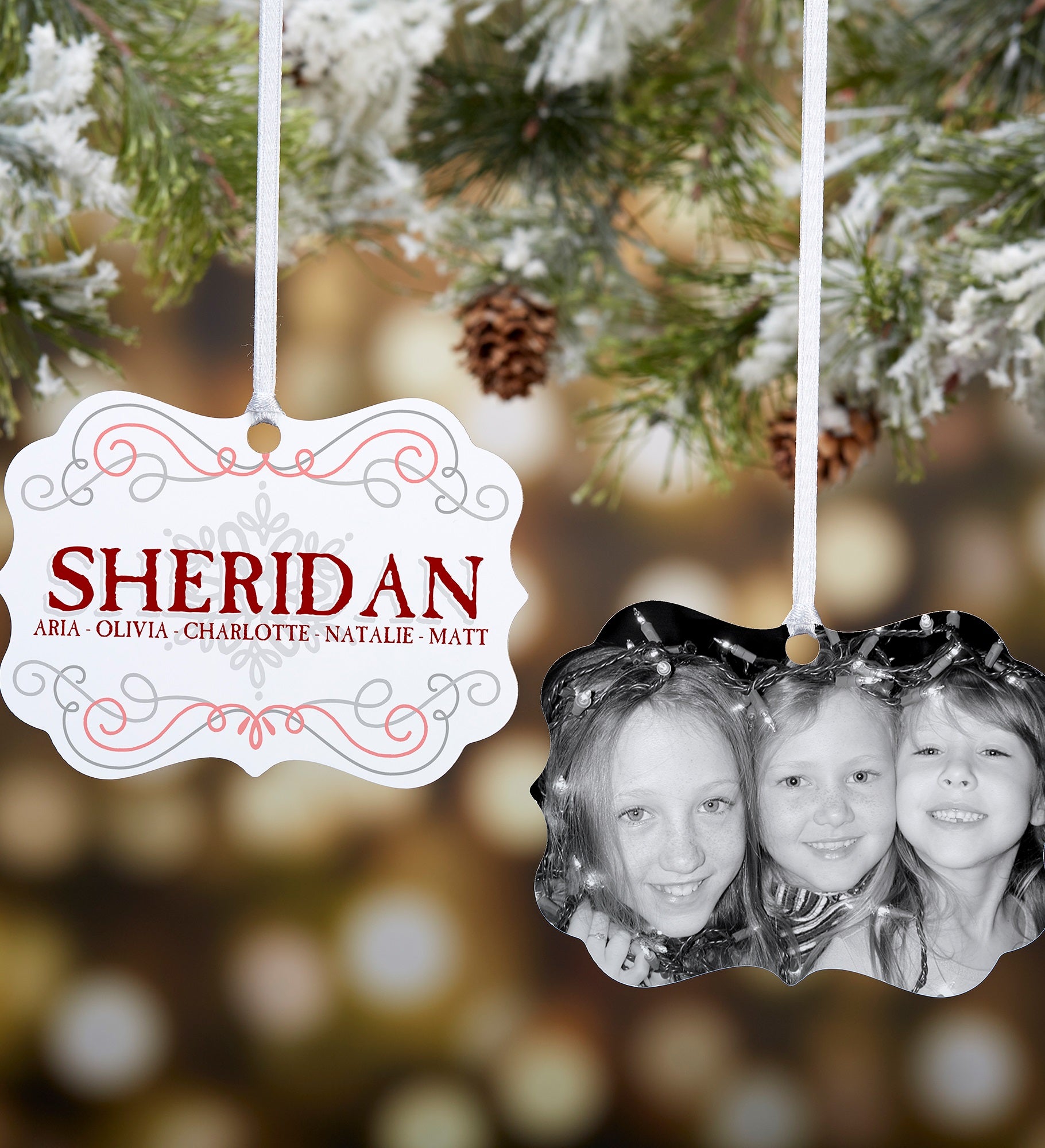 Family Swirl Photo 2 Sided Ornament