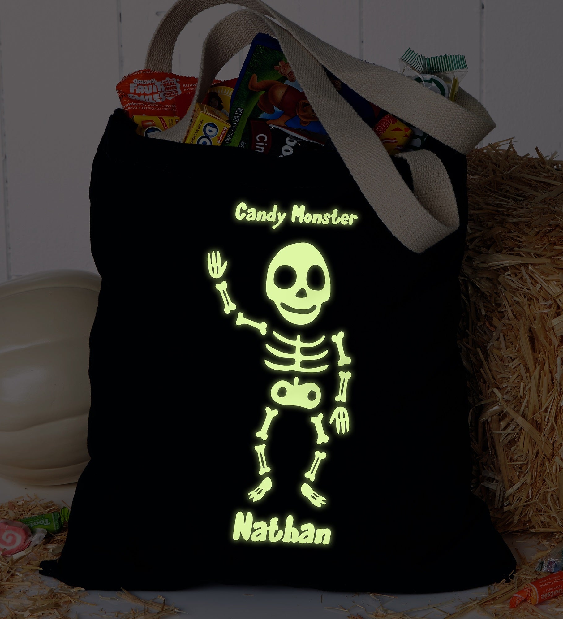 Glow-In-The-Dark Skeleton Personalized Treat Bag